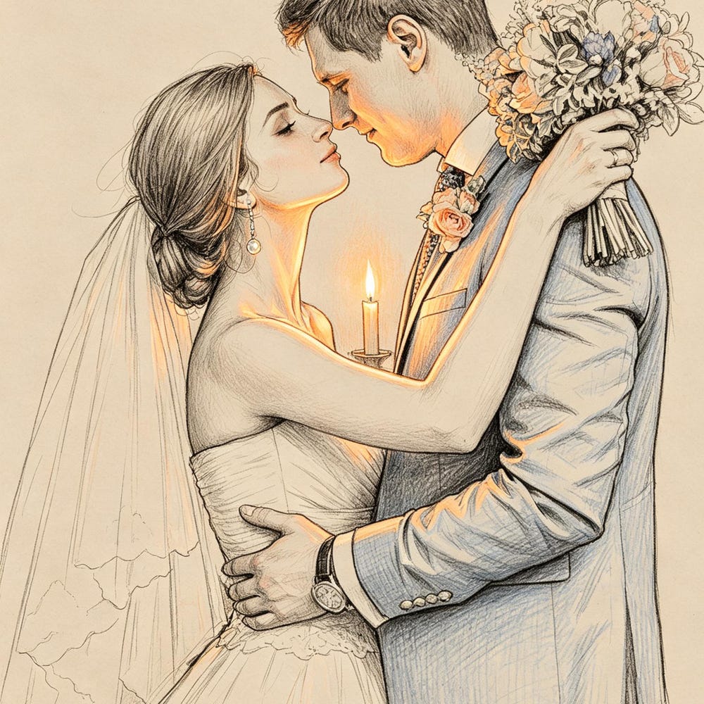 Custom couple pencil sketch portrait