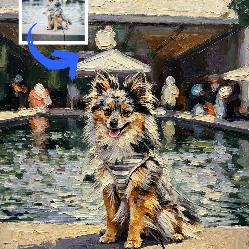 Custom pet portrait in an impressionist oil painting style